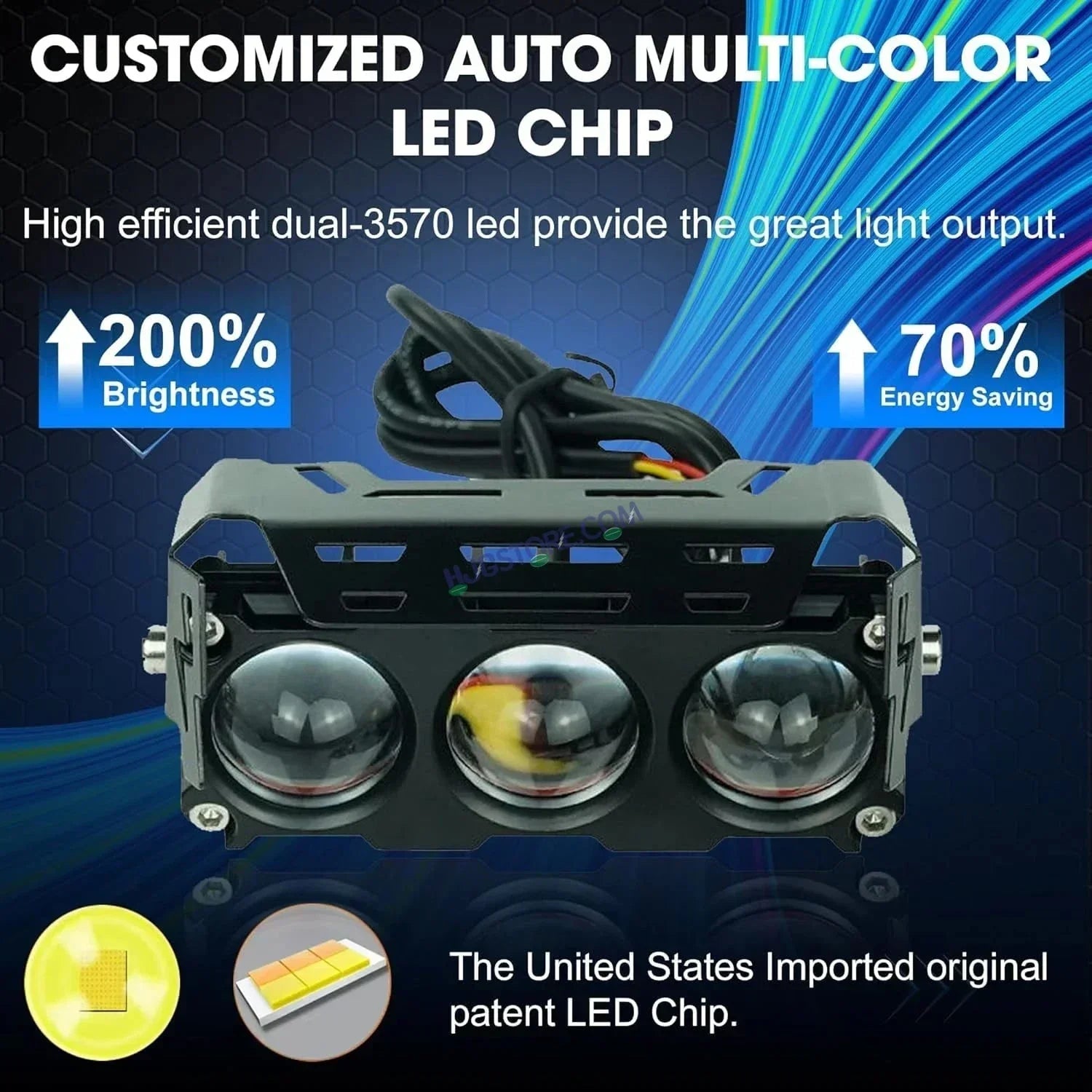 HJG 3 Lens Without Fan NEW MEGA DRIVE Fog Light 40W For Bike/Car/Thar/Jeep ( Cool White, Yellow, Warm White, Red DRL, Flash ) - Pack of 2 Future Eyes 3 Lens with Red DRL HJG - Biker.Store - www.biker.store
