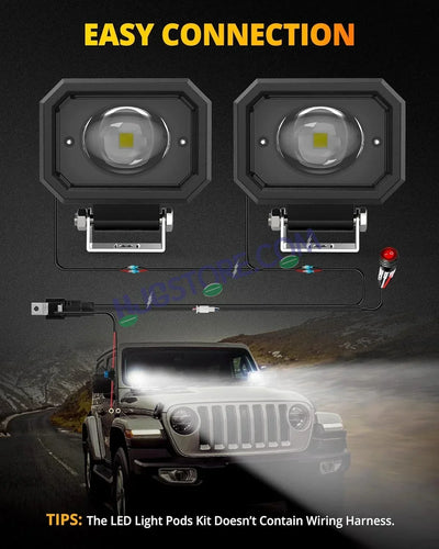 HJG 4 Inch Cube Pod Fog Light 120W 12000 Lumens Fog Light 2pc Foglight Pod Projector Spot Foglight 120W Foglight Ultra Wide Intensity 3000K/6500K LED Fog Lights 4 Inch Cube Light (120W) Universal For All Cars & Bikes LIU HJG 4 Inch Cube Pod Foglights - Biker.Store - www.biker.store