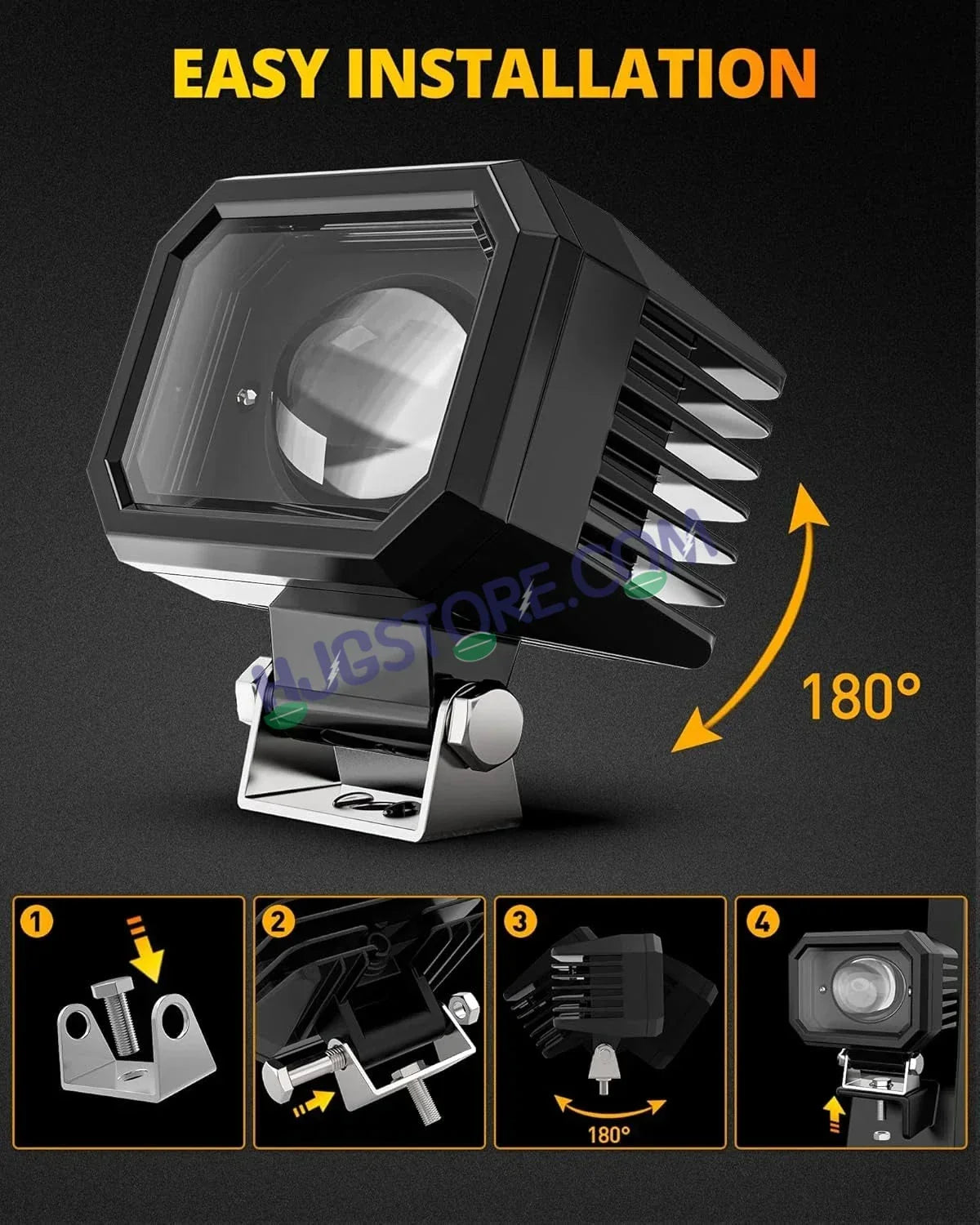 HJG 4 Inch Cube Pod Fog Light 120W 12000 Lumens Fog Light 2pc Foglight Pod Projector Spot Foglight 120W Foglight Ultra Wide Intensity 3000K/6500K LED Fog Lights 4 Inch Cube Light (120W) Universal For All Cars & Bikes LIU HJG 4 Inch Cube Pod Foglights - Biker.Store - www.biker.store
