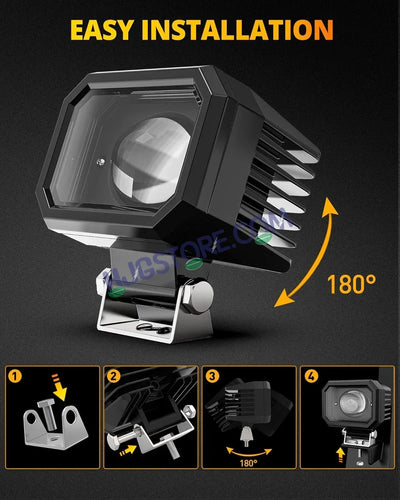 HJG 4 Inch Cube Pod Fog Light 120W 12000 Lumens Fog Light 2pc Foglight Pod Projector Spot Foglight 120W Foglight Ultra Wide Intensity 3000K/6500K LED Fog Lights 4 Inch Cube Light (120W) Universal For All Cars & Bikes LIU HJG 4 Inch Cube Pod Foglights - Biker.Store - www.biker.store