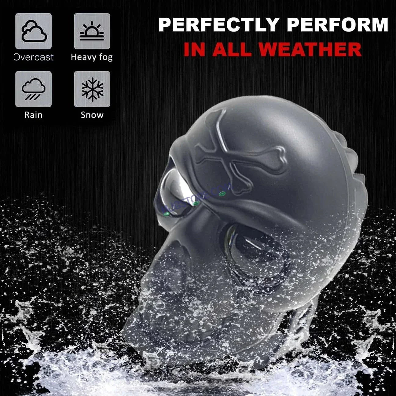 HJG Skull Red Eye Foglight 60W Fog Light For Bike/Car/Thar/Jeep (Cool White/Yellow/Warm White, 40W each) - Pack of 1 HJG New Model Skull Foglight, Pack of 1 HJG - Biker.Store - www.biker.store