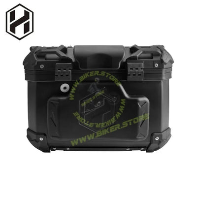 HJG 45L Aluminium Motorcycle Top Box with X-Shaped Red LED Tail Light – Waterproof, Universal Fit & Lockable - Top Box - 45Ltr (Black :- Aluminium) LIU HJG Top Box with X LED Light - Biker.Store - www.biker.store