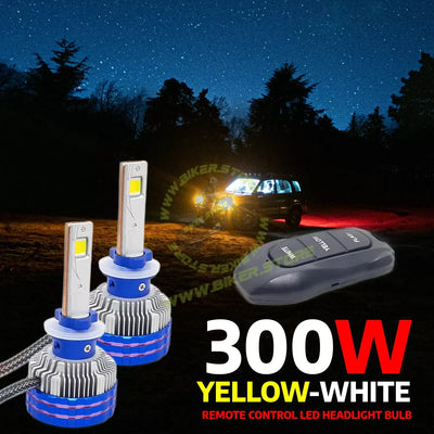 Ki Karry 300W YELLOW/WHITE CAR LED HEADLIGHT BULB WITH REMOTE CONTROL - Biker.Store - www.biker.store