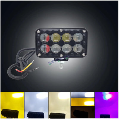 HJG 8 LED Red Blue Foglight with 5 Modes and Red Blue Flash DRL 8 LED Foglight Light Red Blue Flashing Light Multiple Connecting White, Yellow, White + Yellow, Flash, Red Blue Flash HJG - Biker.Store - www.biker.store