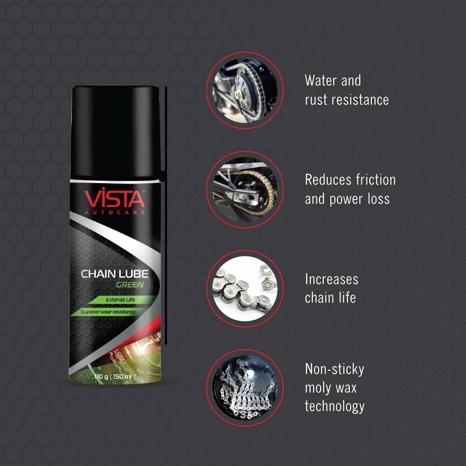 Vista Chain Lube Green 150 ml (110 g) - Biker.Store - www.biker.store