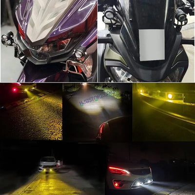 Original LIUHJG HJG Mini Drive LED Fog Light Bulb Lamp For Cars and Motorcycles Dual Color (White & Yellow) With Cooling Fan 2Pcs - Biker.Store - www.biker.store