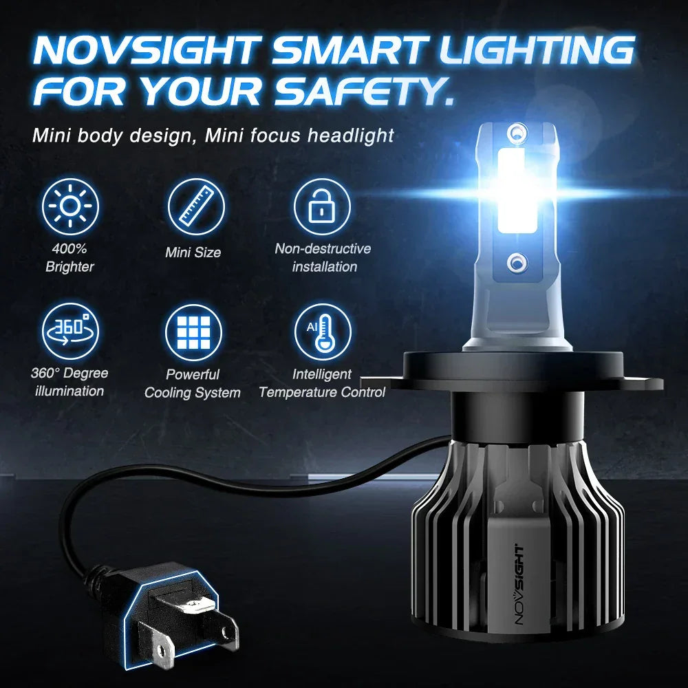 NightEye NovSight A500-N39 9005/HB3 Socket 2PCS 72W DC9-32V Pair Car Headlight LED Bulbs 13,000LM/PAIR Car Headlamps 6000K IP68 Waterproof Type 9005/HB3 - Biker.Store - www.biker.store