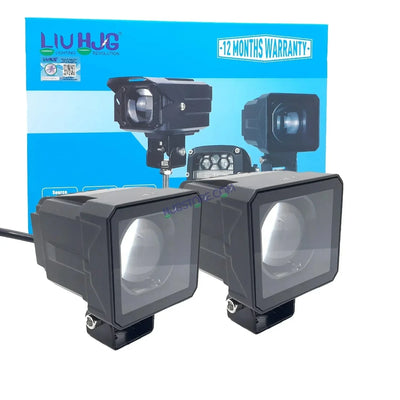 LIU HJG Original 200W Camera Lens Fog LED Square Laser HJG Fog Light with Red Devil Lens 200W Red/White (Low and High Beam) MEGA DRIVE Fog Light For Bike/Car/Thar/Jeep/SUV/Universal ( Cool White ) - Pack of 2 - Biker.Store - www.biker.store