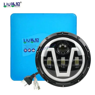HJG 7 Inch Led Headlight Assembly Halo Lights Dual Color Yellow White 7 Inch Round Motorcycle Lights For Jeeps Universal Car Compatible with Royal Enfield, Jeep & Harley Davidson U 2 - Biker.Store - www.biker.store