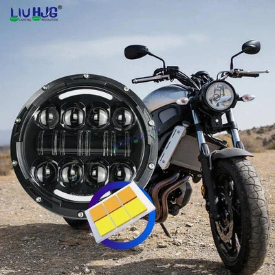 HJG 7 Inch 7 Inch Led Headlight For Land Rover Defender Accessories Halo Led Lights For Royal Enfield Thar 231053 - Biker.Store - www.biker.store