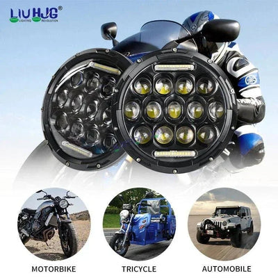 HJG 7 Inch Led Headlight Assembly Halo Lights Dual Color Yellow White 7 Inch Round Motorcycle Lights For Jeeps Universal Car Compatible with Royal Enfield, Jeep & Harley Davidson 231042 2 - Biker.Store - www.biker.store