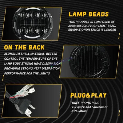 HJG 7 Inch 7 Inch Led Headlight For Land Rover Defender Accessories Halo Led Lights For Royal Enfield Thar 231053 2 - Biker.Store - www.biker.store