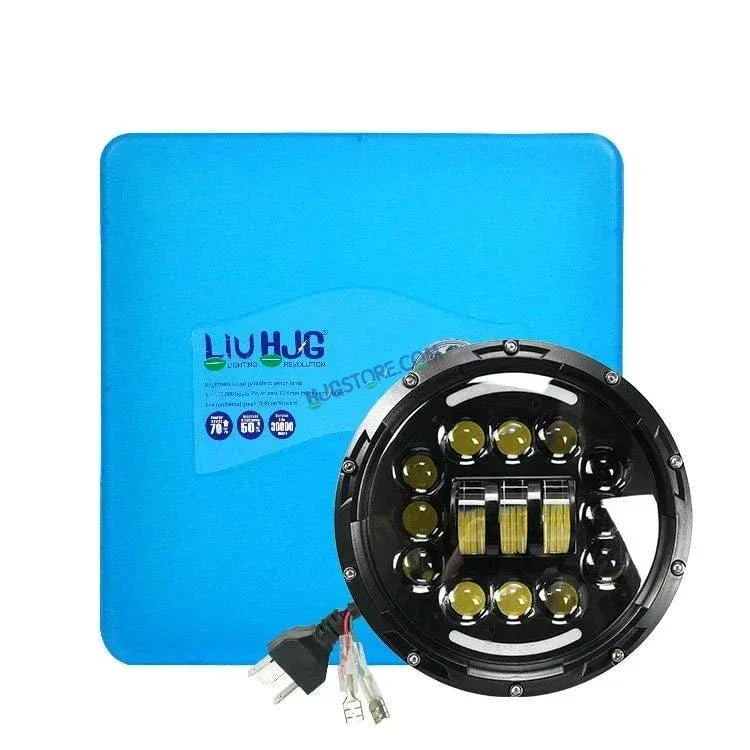 HJG 7 Inch 15 LED Halo Lens 12v Chasing Halo 7'' Inch Round LED Headlight With Ring 231036 Royal Enfield Thar - Biker.Store - www.biker.store