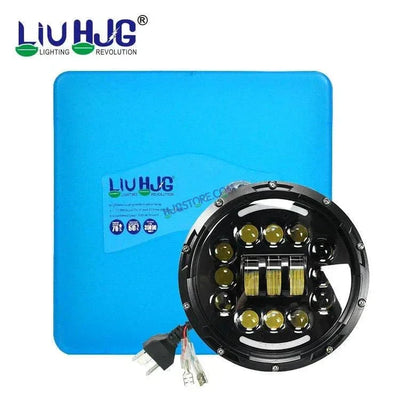 HJG 7 Inch 15 LED Halo Lens 12v Chasing Halo 7'' Inch Round LED Headlight With Ring 231036 Royal Enfield Thar - Biker.Store - www.biker.store
