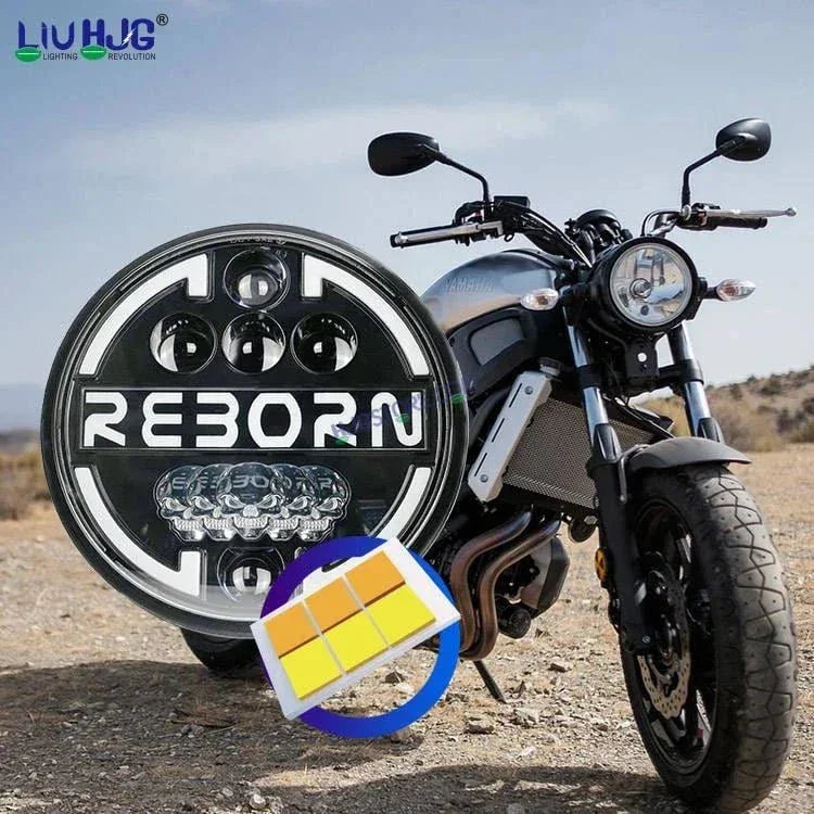 HJG 7 Inch Led Headlight Halo Lights Dual Color Yellow White 90w 7 Inch Round Motorcycle Lights For Jeeps Universal Car Compatible with Royal Enfield, Jeep & Harley Davidson HJG Reborn - Biker.Store - www.biker.store