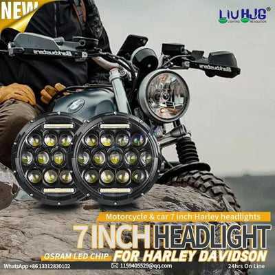 HJG 7 Inch Led Headlight Assembly Halo Lights Dual Color Yellow White 7 Inch Round Motorcycle Lights For Jeeps Universal Car Compatible with Royal Enfield, Jeep & Harley Davidson 231042 2 - Biker.Store - www.biker.store