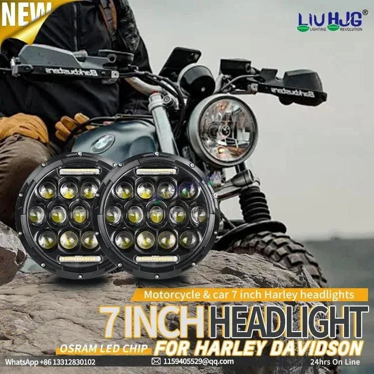HJG 7 Inch Led Headlight Assembly Halo Lights Dual Color Yellow White 7 Inch Round Motorcycle Lights For Jeeps Universal Car Compatible with Royal Enfield, Jeep & Harley Davidson 231042 2 - Biker.Store - www.biker.store