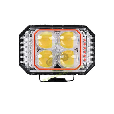 BaoBao 4 LED 30W Foglight White/Yellow/Red/Blue/Flash Mode Auxiliary Metal LED Fog Lamp Color-LED Driving Fog Light for Motorcycles Enhancing Nighttime Visibility, Universal, Pack of 1 - Biker.Store - www.biker.store