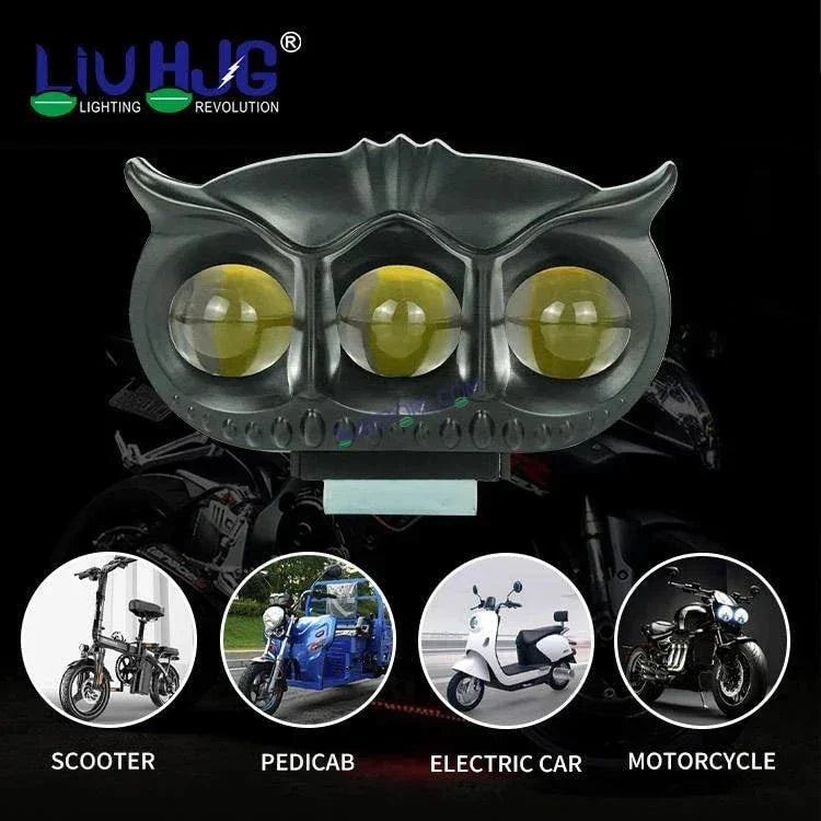 HJG Owl Devil 3 Lens 90W 3 Lens MEGA DRIVE Fog Light For Bike/Car/Thar/Jeep ( Cool White, 45W each * 2 = 90W Total ) - Pack of 2 HJG Owl Foglight - Biker.Store - www.biker.store