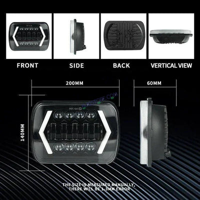 HJG New Model Arrow Lens Headlight Assembly Square 12v 45w 4x6" 5x7" Inch Led Headlights For Jeep, Splendor Headlight Assembly HJG 231202 - Biker.Store - www.biker.store