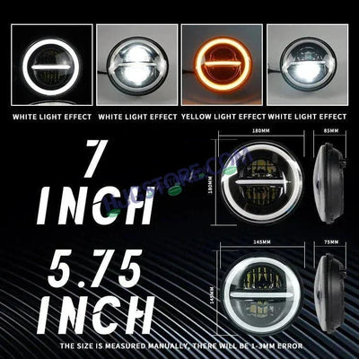 HJG 7 Inch 75W Minus New Model 75W Low Beam 110W Hi Beam LED Headlight Assembly White 7 Inch Round Motorcycle Lights For Jeeps Universal Car Compatible with Royal Enfield, Jeep & Harley Davidson LIU HJG New Box Minus 7 Inch - Biker.Store - www.biker.store