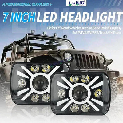 HJG X Shape Splendor Lens Headlight Assembly Square 12v 45w 4x6" 5x7" Inch Led Headlights For Jeep, Splendor Headlight Assembly HJG 231200 - Biker.Store - www.biker.store