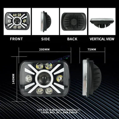 HJG X Shape Splendor Lens Headlight Assembly Square 12v 45w 4x6" 5x7" Inch Led Headlights For Jeep, Splendor Headlight Assembly HJG 231200 - Biker.Store - www.biker.store
