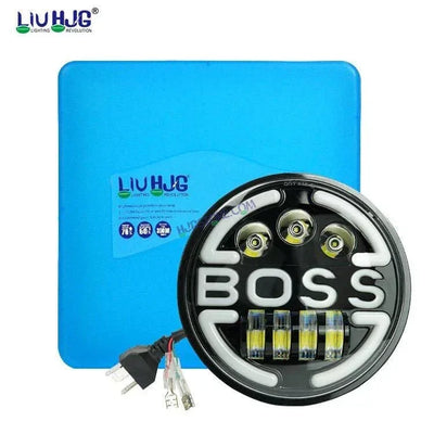 HJG 7 Inch Led Headlight Assembly Halo Lights Dual Color Yellow White 7 Inch Round Motorcycle Lights For Jeeps Universal Car Compatible with Royal Enfield, Jeep & Harley Davidson BOSS - Biker.Store - www.biker.store