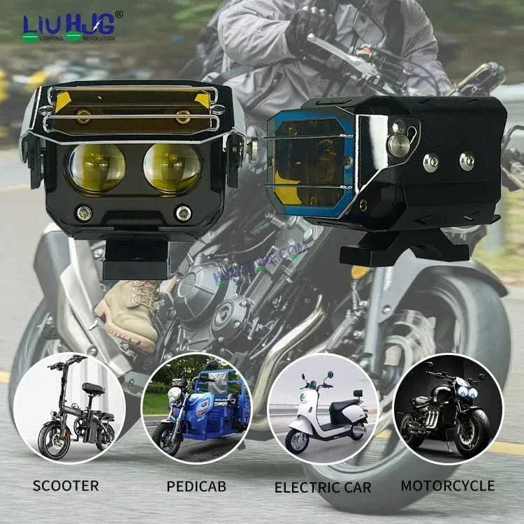 HJG Transformer Foglight 120W Foglight Foglamp White Yellow with Yellow Glass HJG Transformer Foglight HJG Car Accessories Led Headlights Mini Driving Lights Led Fog Lights For Motorcycle Lights, Set of 2 - Biker.Store - www.biker.store