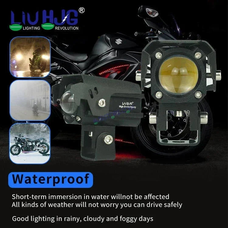 HJG 80W Mini Drive New Version Devil Mini Drive New Version 6 80W (40 * 2) Future 1 LED Mini Drive Light Red Devil Eye Light Co2 Multiple Connecting Red Yellow White Color With Canbus Kit - Biker.Store - www.biker.store