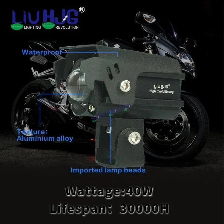 HJG 80W Mini Drive New Version Devil Mini Drive New Version 6 80W (40 * 2) Future 1 LED Mini Drive Light Red Devil Eye Light Co2 Multiple Connecting Red Yellow White Color With Canbus Kit - Biker.Store - www.biker.store
