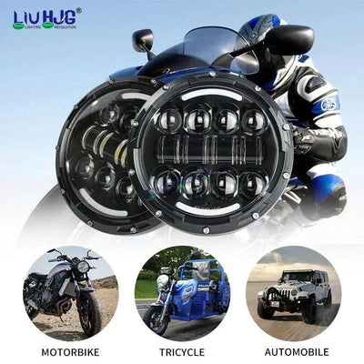 HJG 7 Inch 7 Inch Led Headlight For Land Rover Defender Accessories Halo Led Lights For Royal Enfield Thar 231053 2 - Biker.Store - www.biker.store