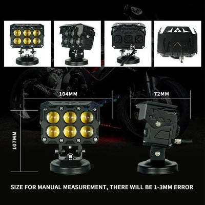 HJG Future Eyes 6 Box Fog 180W with Wiring Kit Future Eyes 6x6 Foglight with Wiring Kit MEGA DRIVE Fog Light For Bike/Car/Thar/Jeep ( Cool White, 90W each * 2 = 180W Total ) - Pack of 2 LIU HJG 180W 6x6 Fog Light with Wiring Harness Kit Combo - Biker.Store - www.biker.store