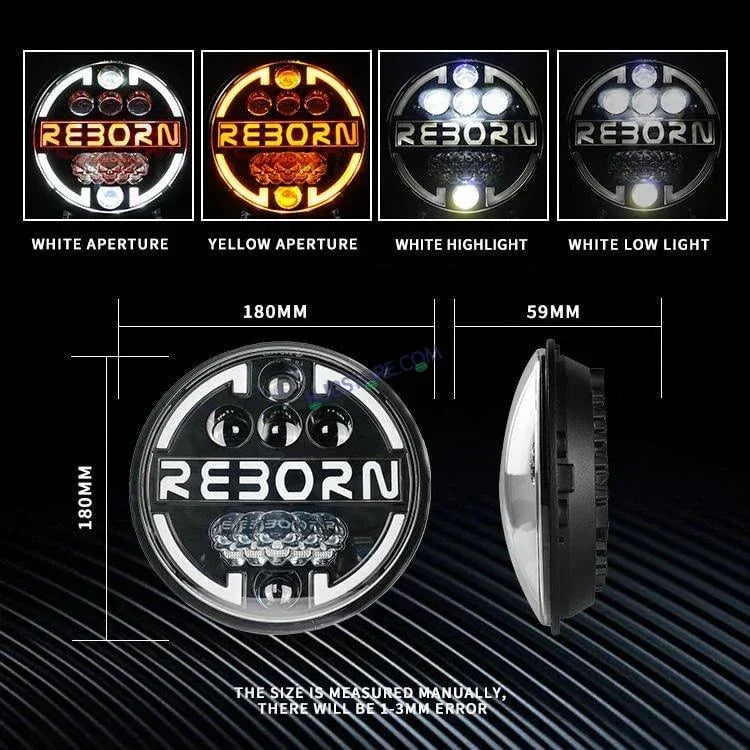 HJG 7 Inch Led Headlight Halo Lights Dual Color Yellow White 90w 7 Inch Round Motorcycle Lights For Jeeps Universal Car Compatible with Royal Enfield, Jeep & Harley Davidson HJG Reborn - Biker.Store - www.biker.store
