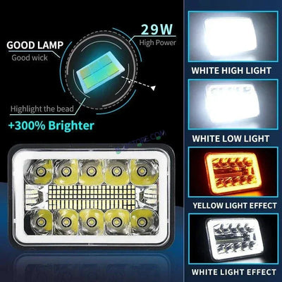 HJG New Model Reflector Lens Headlight Assembly Square 12v 45w 4x6" 5x7" Inch Led Headlights For Jeep, Splendor Headlight Assembly HJG 231200 - Biker.Store - www.biker.store