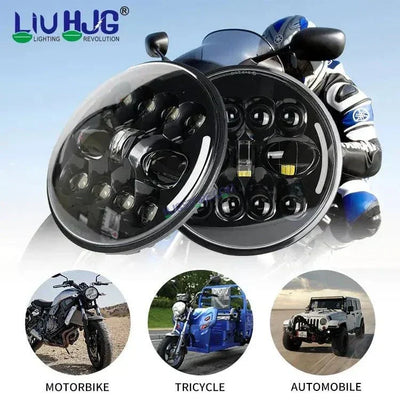 HJG 7 Inch Led Headlight Halo Lights Dual Color Yellow White 90w 7 Inch Round Motorcycle Lights For Jeeps Universal Car Compatible with Royal Enfield, Jeep & Harley Davidson King Kong - Biker.Store - www.biker.store