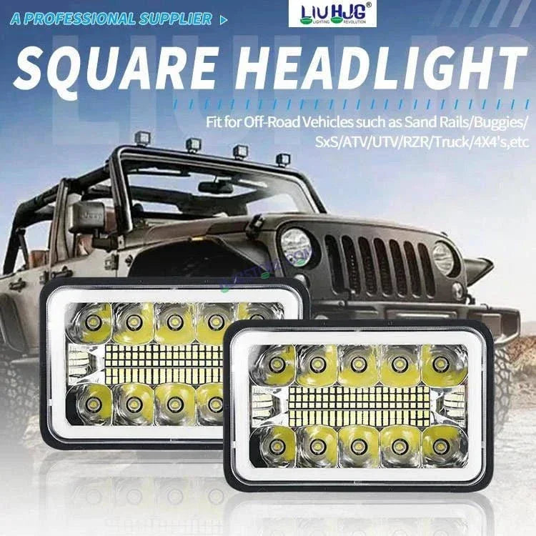HJG New Model Reflector Lens Headlight Assembly Square 12v 45w 4x6" 5x7" Inch Led Headlights For Jeep, Splendor Headlight Assembly HJG 231200 - Biker.Store - www.biker.store