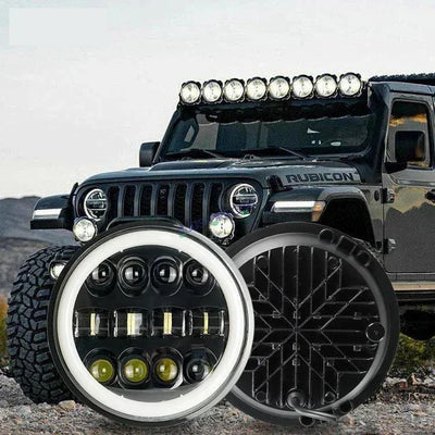 HJG 7 Inch Fashion Design Hi/lo Beam Black Round 7" Headlight 60w H4 Led Headlamp 7inch Drl Led Headlight 231045 2 - Biker.Store - www.biker.store