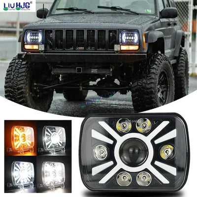 HJG X Shape Splendor Lens Headlight Assembly Square 12v 45w 4x6" 5x7" Inch Led Headlights For Jeep, Splendor Headlight Assembly HJG 231200 - Biker.Store - www.biker.store
