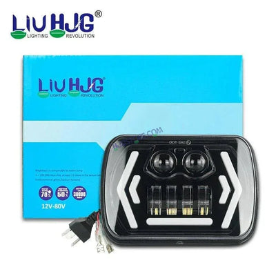 HJG 90w Hi/lo Beam 6x7 5x7 Projector Sealed Beam Rectangle Truck Led Headlights With Drl - Biker.Store - www.biker.store