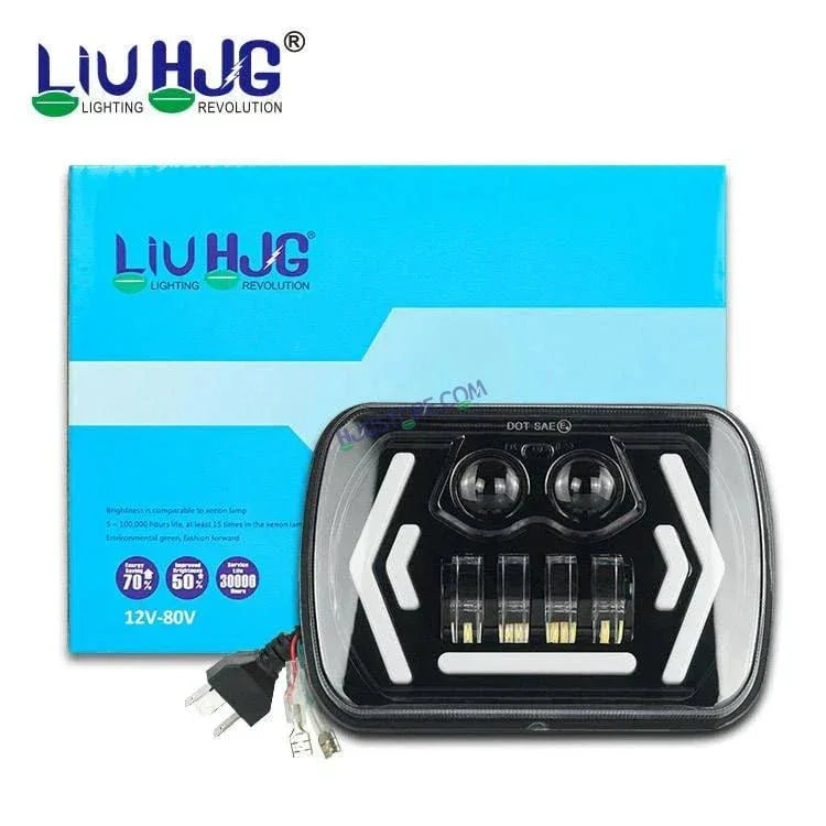 HJG 90w Hi/lo Beam 6x7 5x7 Projector Sealed Beam Rectangle Truck Led Headlights With Drl - Biker.Store - www.biker.store