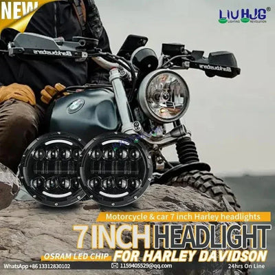 HJG 7 Inch 7 Inch Led Headlight For Land Rover Defender Accessories Halo Led Lights For Royal Enfield Thar 231053 2 - Biker.Store - www.biker.store