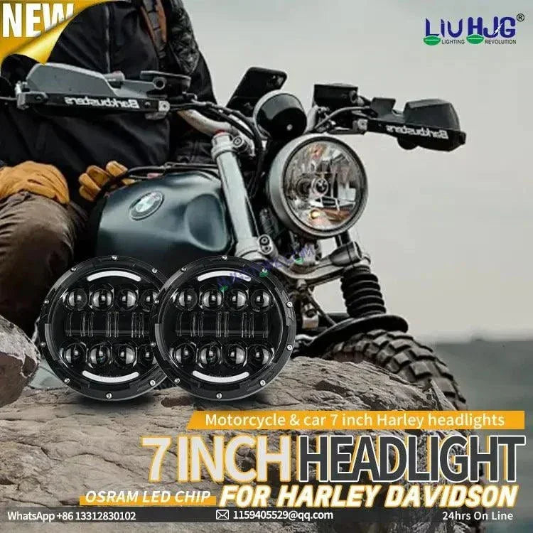 HJG 7 Inch 7 Inch Led Headlight For Land Rover Defender Accessories Halo Led Lights For Royal Enfield Thar 231053 2 - Biker.Store - www.biker.store