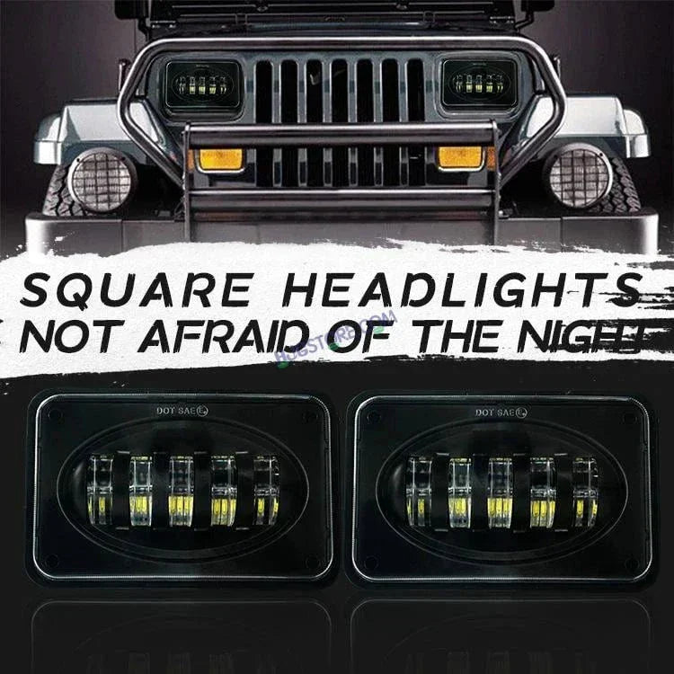 HJG Lens Headlight Assembly Square 12v 45w 4x6" 5x7" Inch Led Headlights For Jeep, Splendor Headlight Assembly HJG 231214 - Biker.Store - www.biker.store