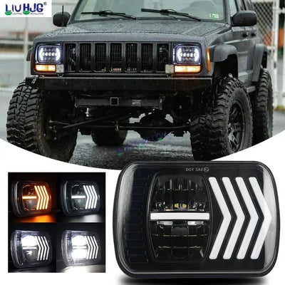 HJG 90w Hi/lo Beam 6x7 5x7 Projector Sealed Beam Rectangle Truck Led Headlights With Drl 231194 - Biker.Store - www.biker.store