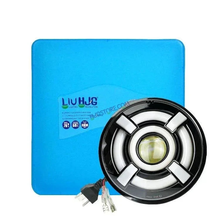 HJG 7 Inch Led Headlight Halo Lights Dual Color Yellow White 30w 7 Inch Round Motorcycle Lights For Jeeps Universal Car Compatible with Royal Enfield, Jeep & Harley Davidson - Biker.Store - www.biker.store