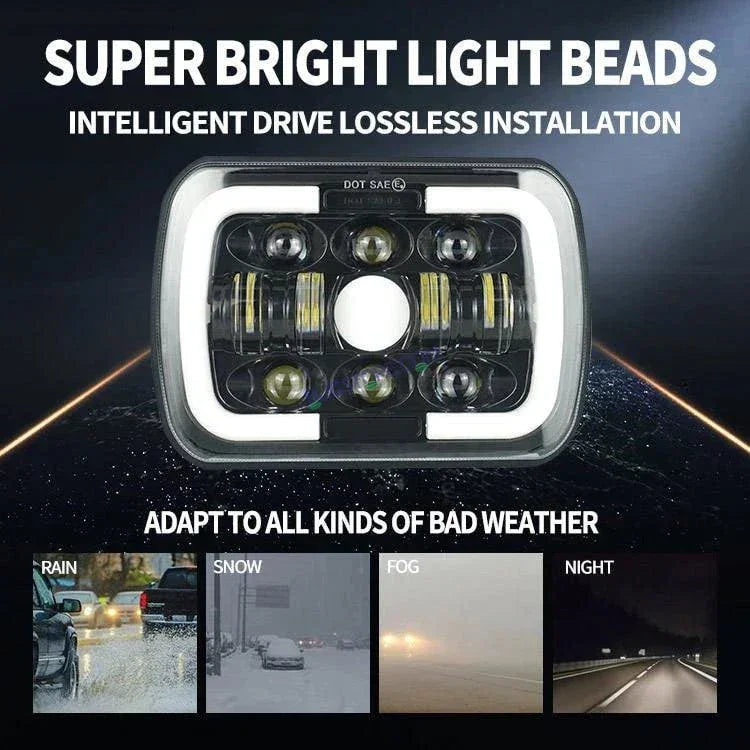 HJG Arrow Drl Amber Turn Signal Lamps Offroad Square 12v 45w 4x6" 5x7" Inch Led Headlights For Jeep, Splendor 231036 - Biker.Store - www.biker.store