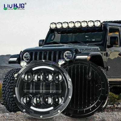 HJG 7 Inch 7 Inch Led Headlight For Land Rover Defender Accessories Halo Led Lights For Royal Enfield Thar 231053 2 - Biker.Store - www.biker.store