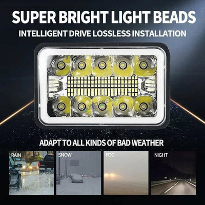 HJG New Model Reflector Lens Headlight Assembly Square 12v 45w 4x6" 5x7" Inch Led Headlights For Jeep, Splendor Headlight Assembly HJG 231200 - Biker.Store - www.biker.store