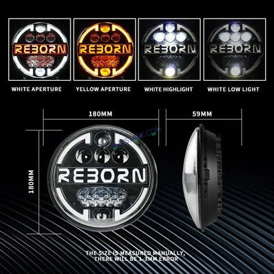 HJG 7 Inch Led Headlight Halo Lights Dual Color Yellow White 90w 7 Inch Round Motorcycle Lights For Jeeps Universal Car Compatible with Royal Enfield, Jeep & Harley Davidson Reborn 2 - Biker.Store - www.biker.store